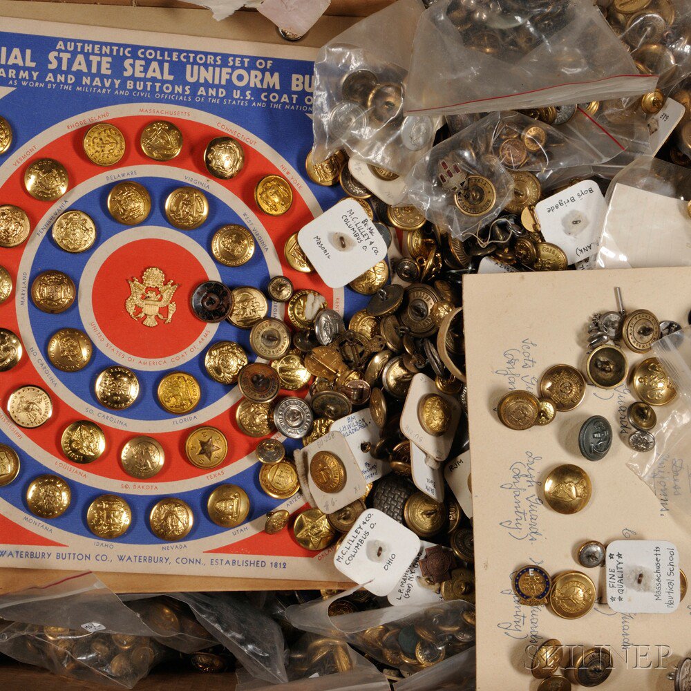 Appraisal: Collection of Military and Civilian Buttons c th th century