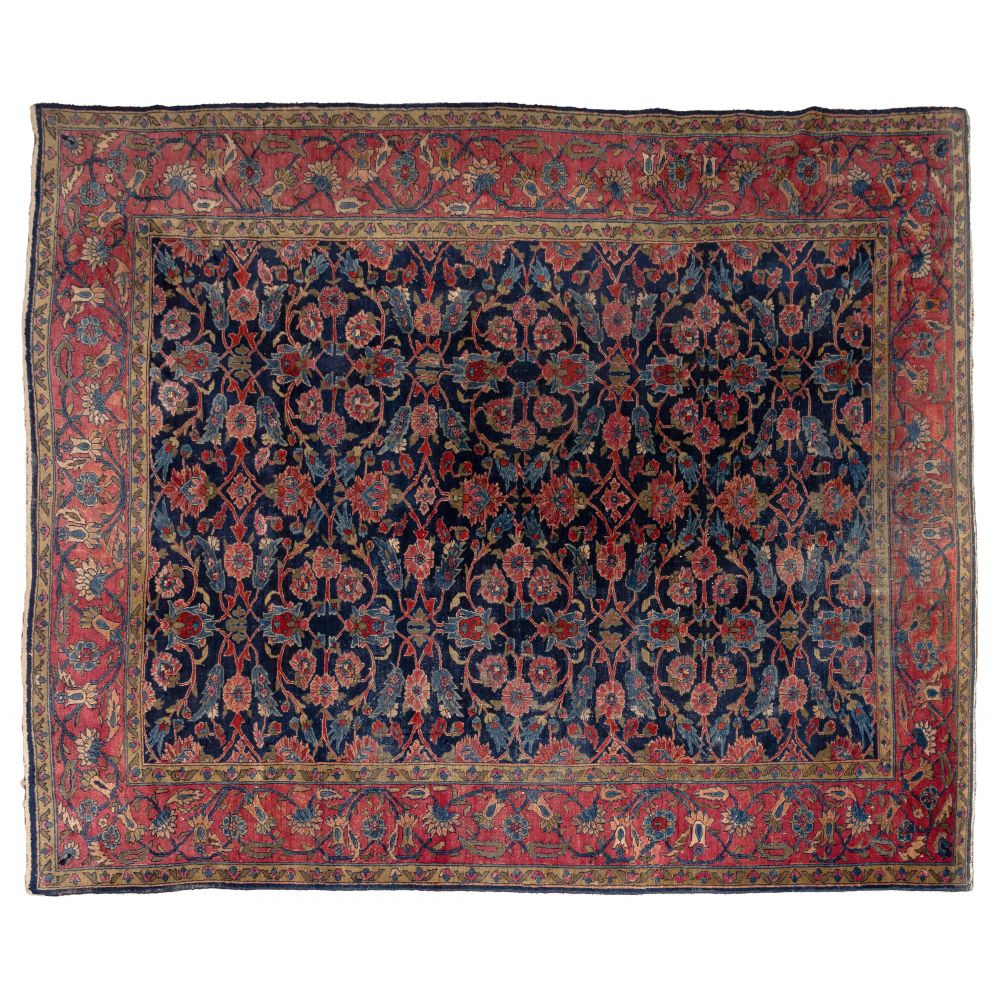 Appraisal: KASHAN STYLE WOOL RUGRoom size having an abstract floral motif