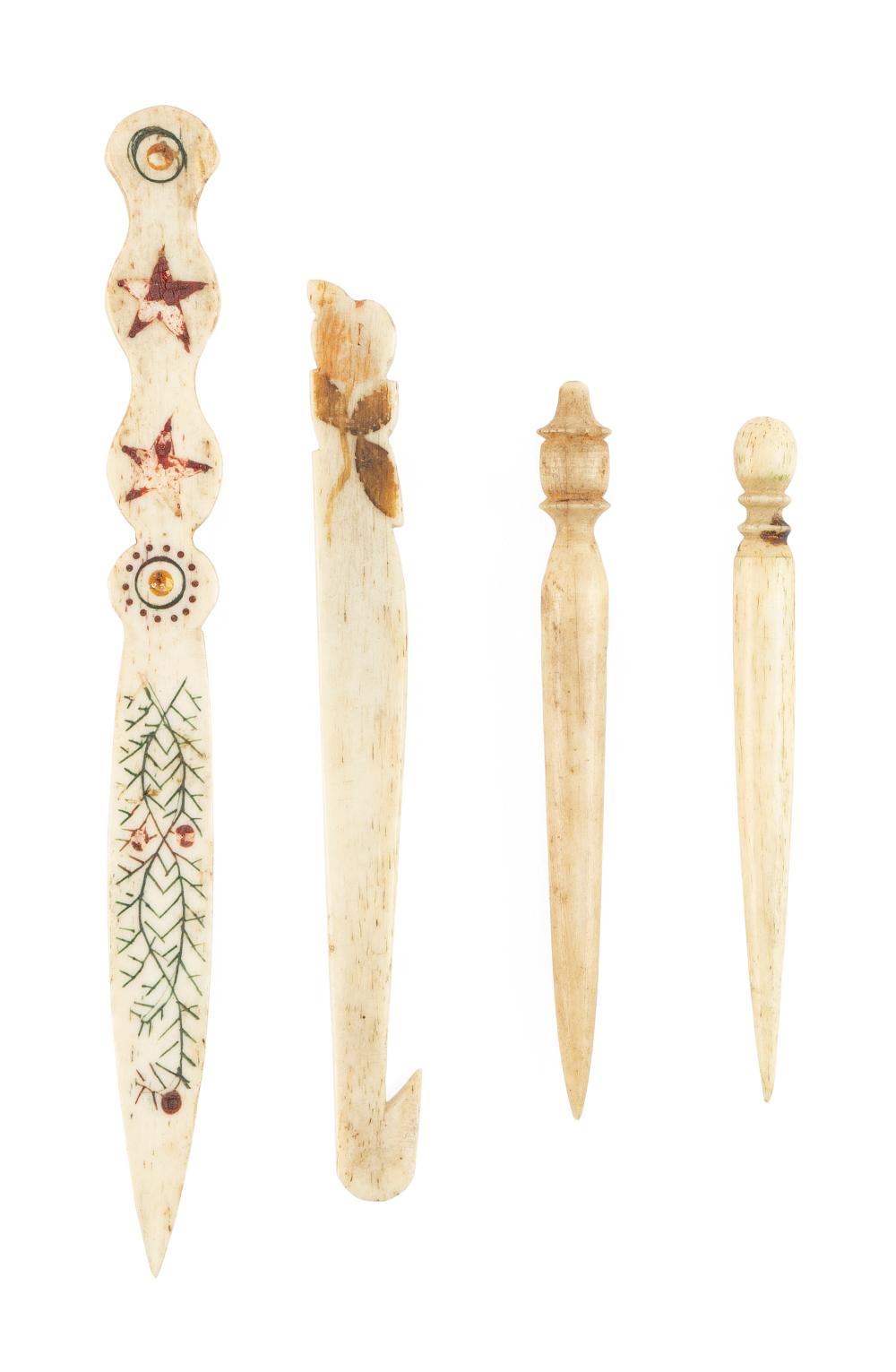 Appraisal: FOUR WHALEBONE UTILITARIAN ITEMS MID- TH CENTURY LENGTHS FROM TO