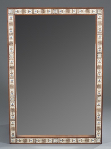 Appraisal: Danish Rosewood Tiled Mirror Inlaid Baca tiles by Royal Copenhagen