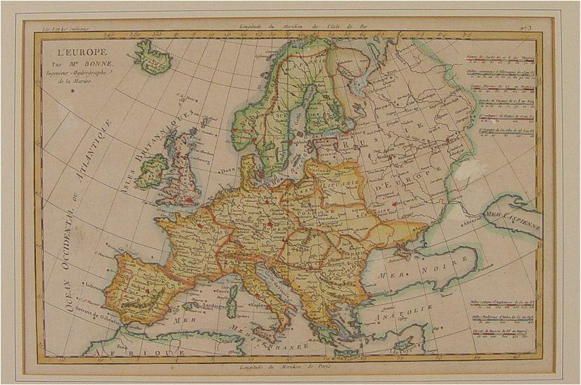 Appraisal: CIRCA BONNE MAP OF EUROPE Hand tinted produced by Bonne