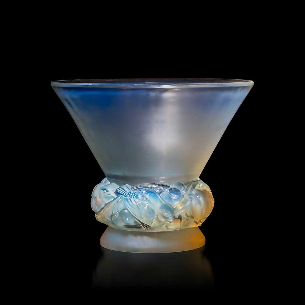 Appraisal: REN LALIQUE FRENCH - PINSONS VASE NO designed opalescentwheel-engraved R