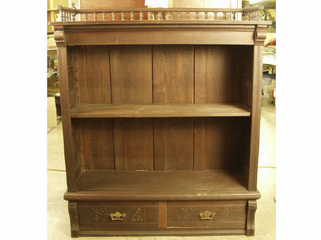 Appraisal: Eastlake open front bookcase with upper gallery and two lower