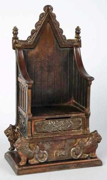 Appraisal: Cast Iron Throne Still Bank Manufactured by Harper Mfg Company