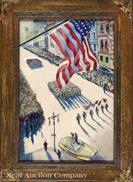 Appraisal: Robert Paul Hose American th c Victory Parade watercolor on