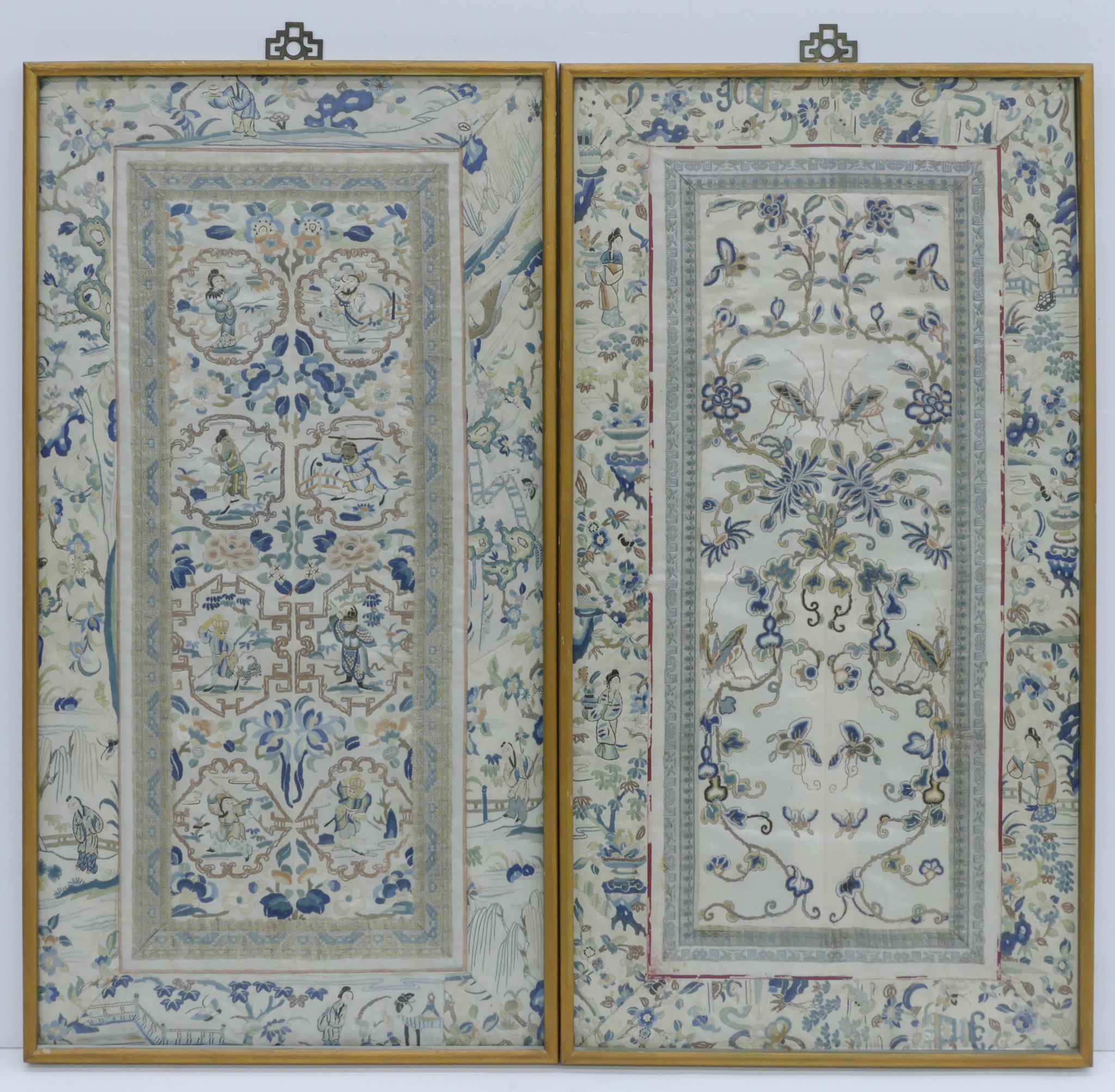 Appraisal: Pairs Chinese Silk Embroidered Sleeve Panels ''x '' A duo