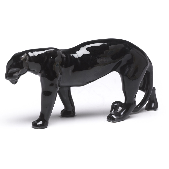 Appraisal: Unusual Rookwood figural panther covered in black Hi-glaze obscured impressed