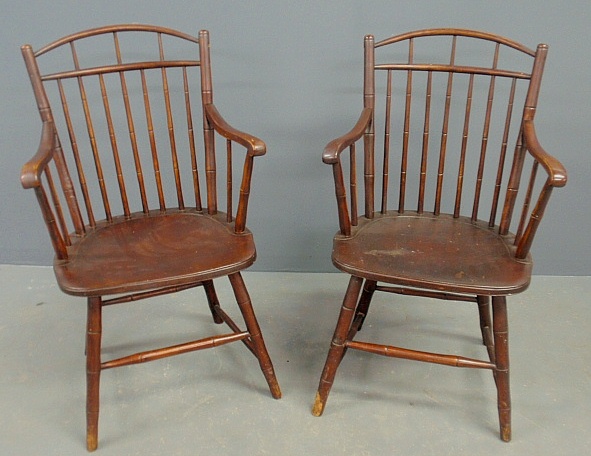 Appraisal: - Pair of Philadelphia Windsor bamboo carved armchairs early th