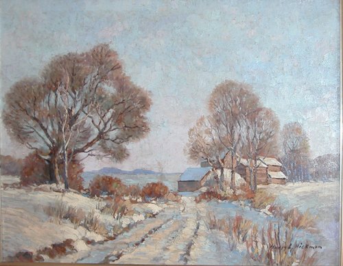 Appraisal: Artist Hickman Harry L Title Snow Scene Medium oil on