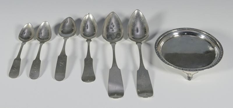 Appraisal: J Ewan SC Coin Silver Salver - plus Northern spoons