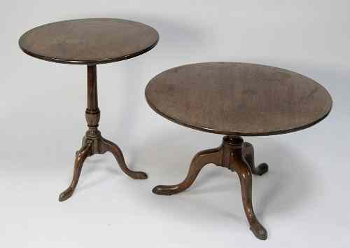 Appraisal: A mahogany tripod table cm diameter another reduced in height