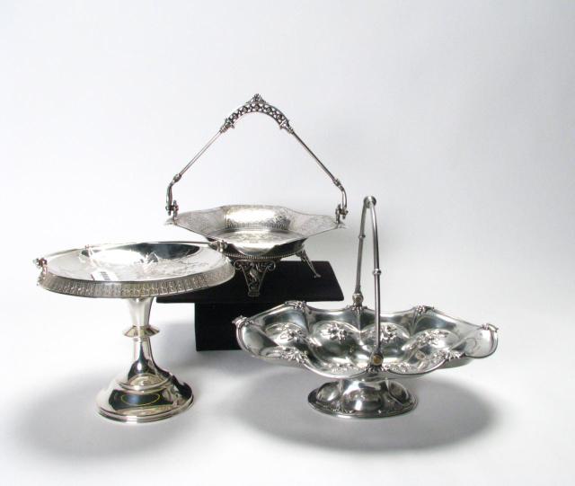 Appraisal: Three Ornate Victorian Serving Items including a '' pedestal compote