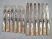 Appraisal: Six pairs of Victorian silver fruit knives and forks with