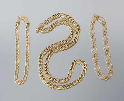 Appraisal: A Group of Three Gold Chain Jewelry Items Includes a