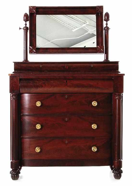 Appraisal: New York Classical mahogany gentleman's dressing bureau circa tilt mirror