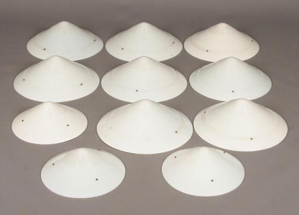 Appraisal: Art Deco hanging light fixtures including eleven large milk glass