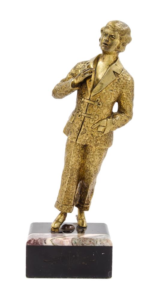 Appraisal: Sale Lot A Continental Gilt Bronze Figure th century depicting