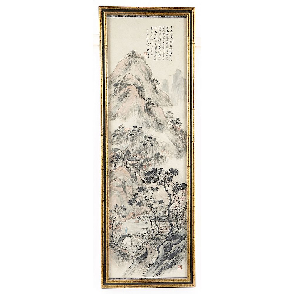 Appraisal: Chinese landscape painting signed Chinese landscape painting with calligraphy upper