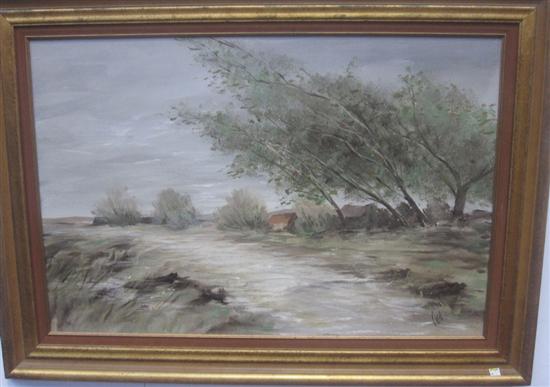 Appraisal: SIGNED OIL ON CANVAS A Windy Day Signed Gen lower