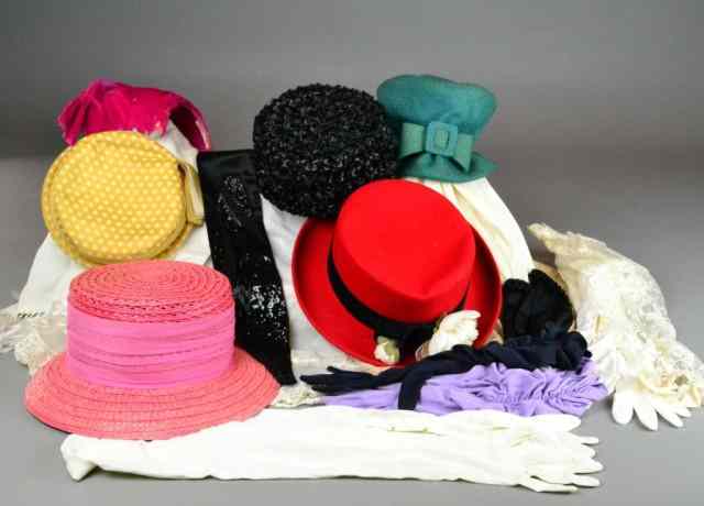 Appraisal: PCS MISC HATS GLOVES BELTSVintage collection of ladies' accessories including