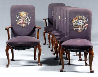 Appraisal: Set of eight George II style chairs upholstered dining chairs