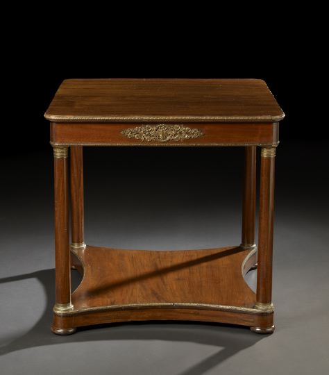 Appraisal: Empire-Style Mahogany Center Table early th century the rounded square