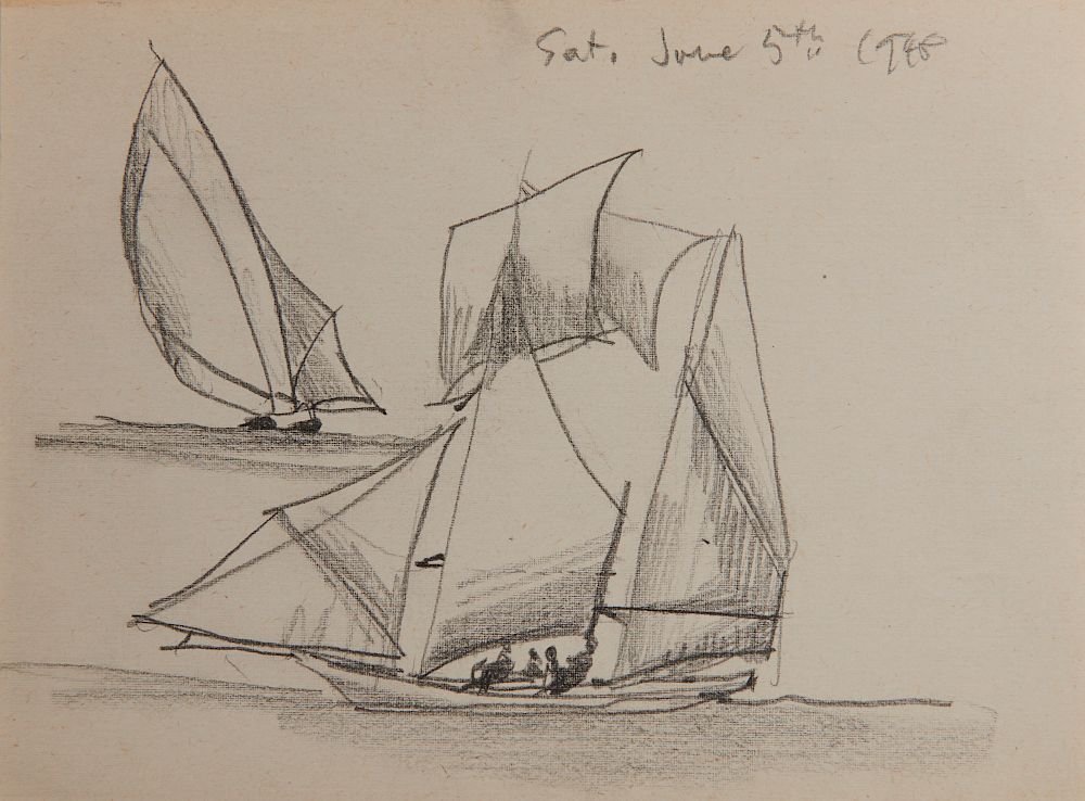 Appraisal: LYONEL FEININGER American German - Untitled Sailboats pencil LYONEL FEININGER