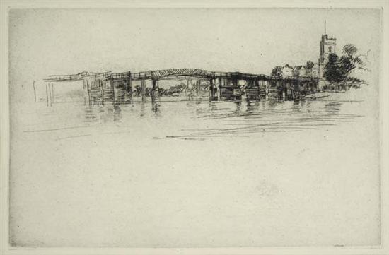 Appraisal: JAMES A M WHISTLER Little Putney No Etching on cream