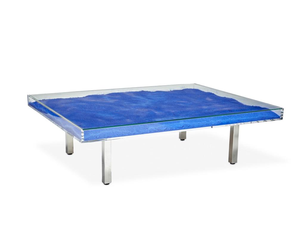 Appraisal: Yves Klein - French Table IKB designed IKB pigment glass