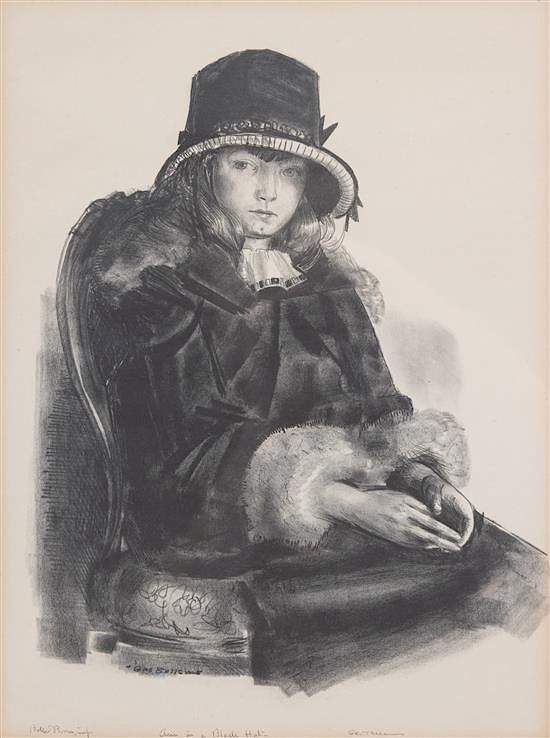 Appraisal: George Bellows American - Anne in a Black Hat George