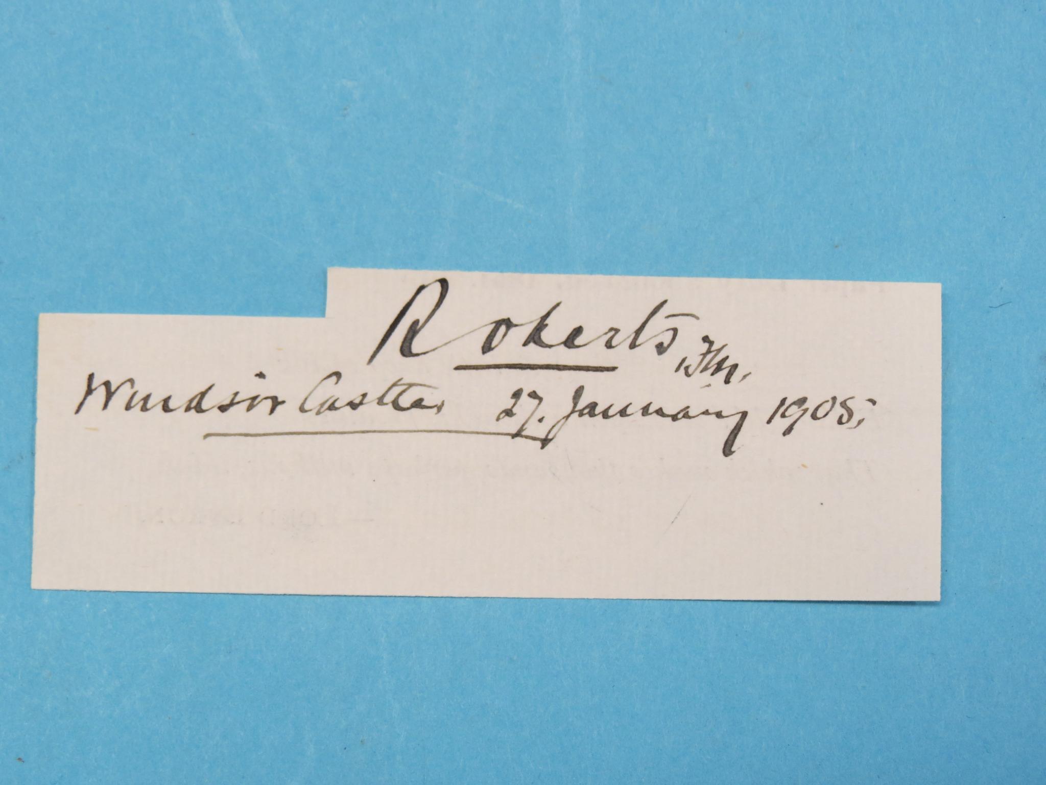 Appraisal: Field Marshal Earl Frederick Roberts VC - - signature from