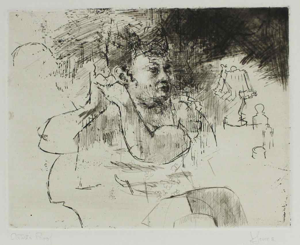 Appraisal: LEVINE Jack American - Etching Woman Primping her Hair in