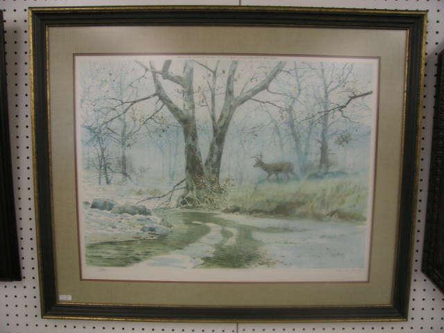 Appraisal: Clay McGrughy Print Bachelor stag in the forest signed numbered