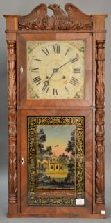 Appraisal: Federal mahogany two-part mantle clock with carved eagle top over