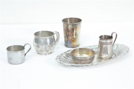 Appraisal: FIVE PIECES OF STERLING A Viking Sterling child's mug with