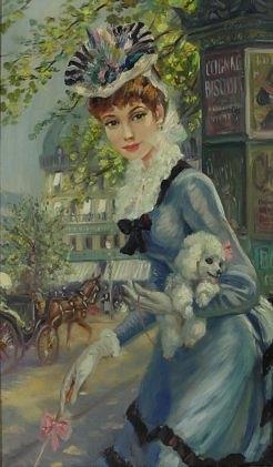 Appraisal: John Strevens La Petit Chien French street scene with elegant