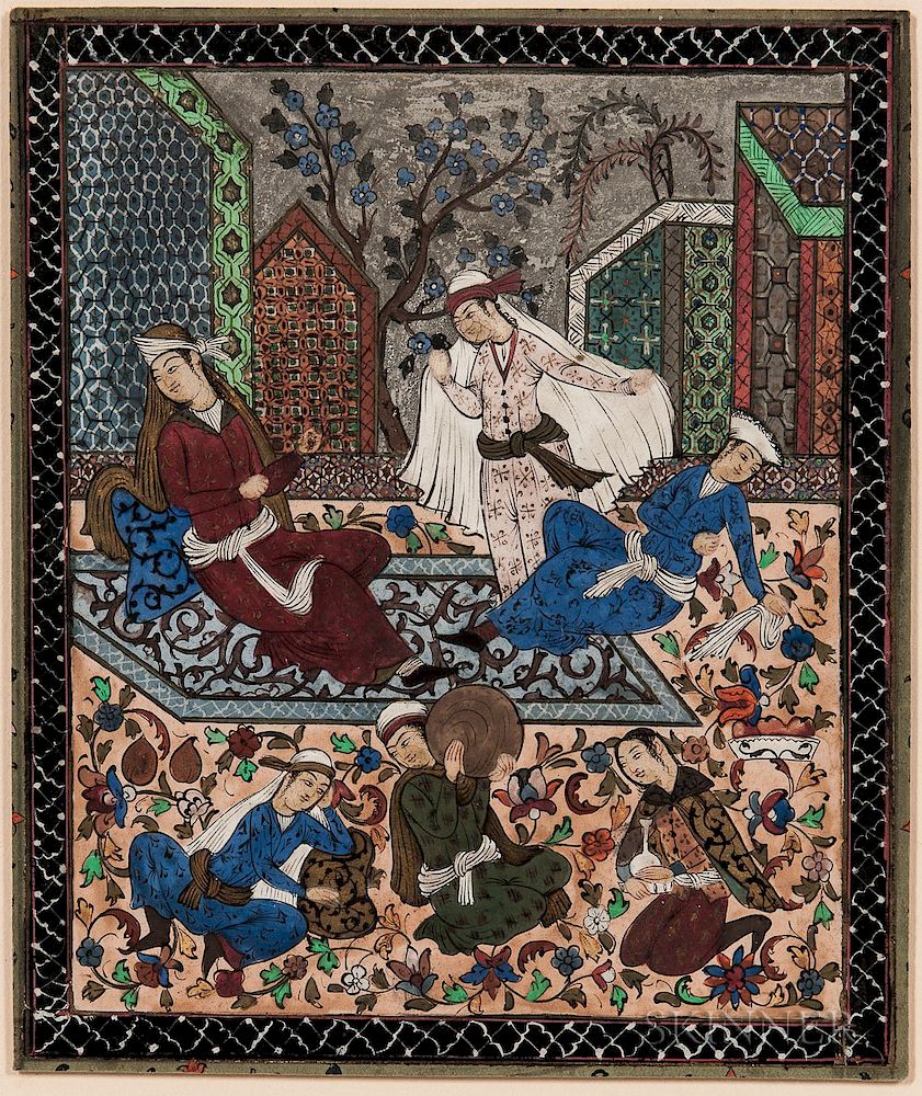 Appraisal: Miniature Painting Depicting Musicians Miniature Painting Depicting Musicians Persia th