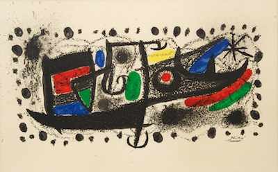 Appraisal: A Lithograph After Joan Miro Star Scene Lithograph on paper