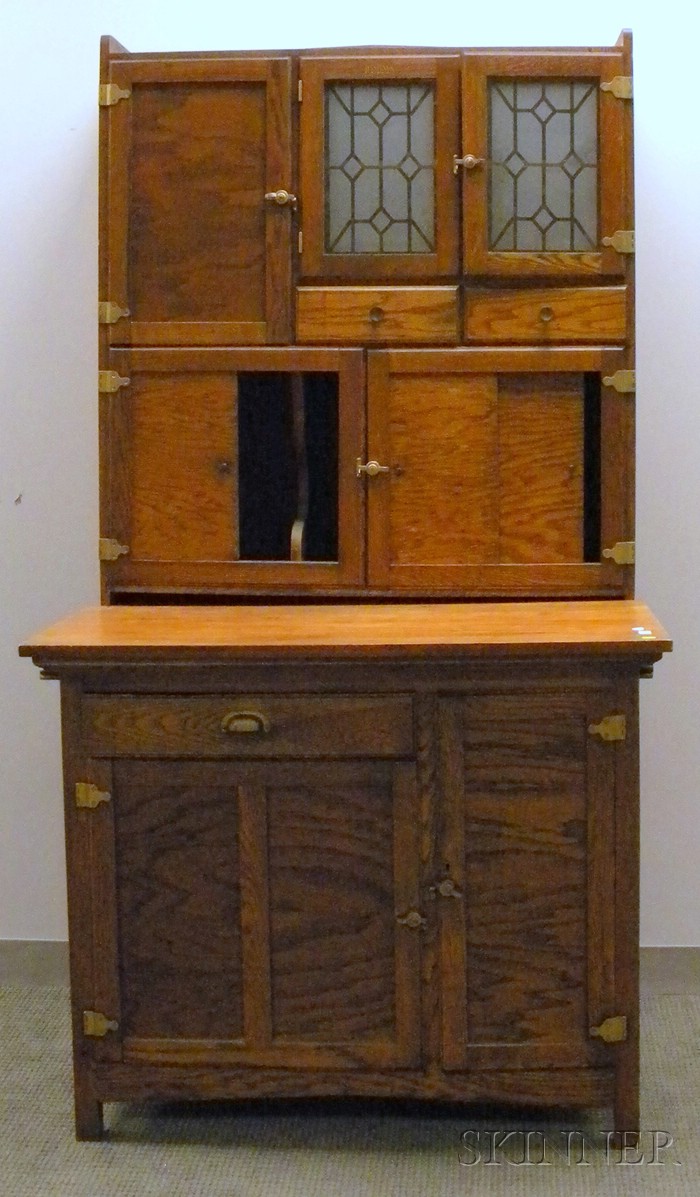 Appraisal: Hastings Oak and Wooden Hoosier-type Cabinet ht wd in