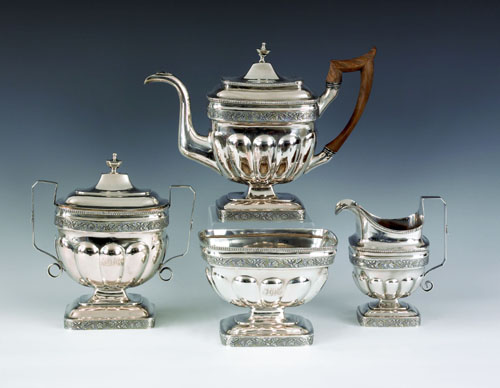 Appraisal: Philadelphia four piece silver tea service ca bearing the touch