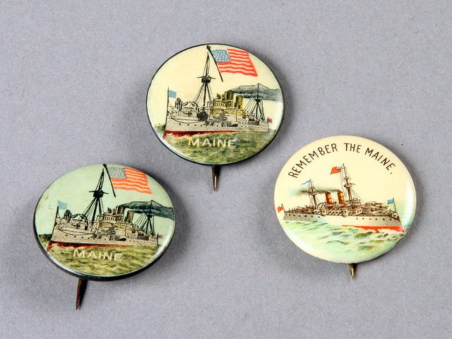 Appraisal: USS Remember the Maine celluloid's diameter one with a black