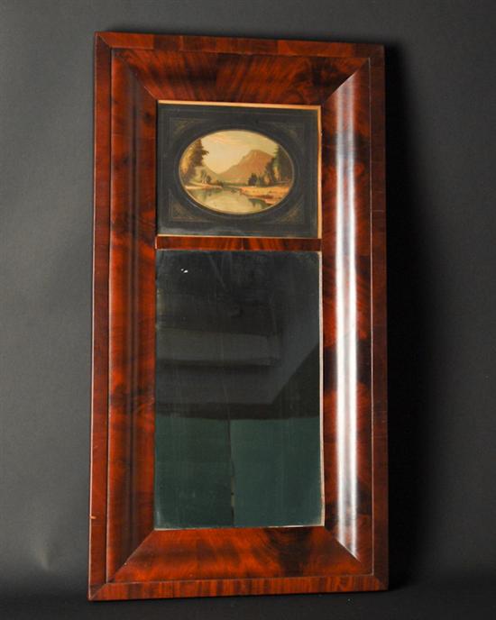 Appraisal: A th C Ogee Mahogany Wall Mirror with a landscape