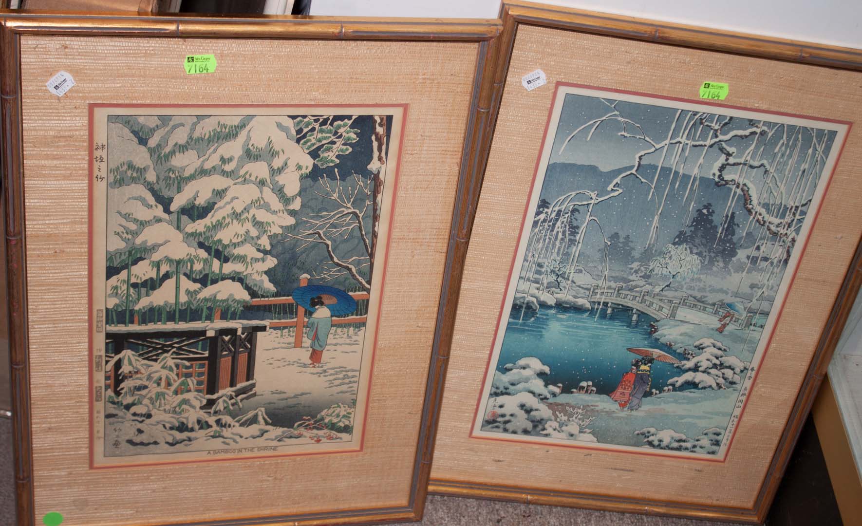 Appraisal: Two framed oriental woodblocks