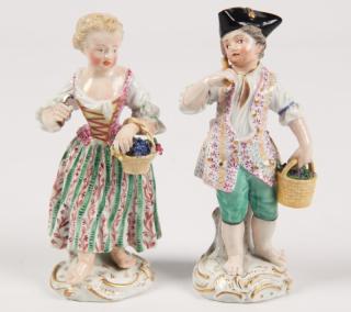 Appraisal: PAIR OF GERMAN MEISSEN FIGURINES PAIR OF GERMAN MEISSEN CABINET