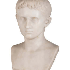 Appraisal: A Carved Marble Bust of a Young Man Height inches