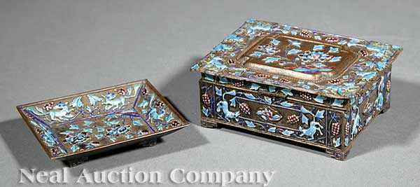 Appraisal: A Chinese Enameled Copper Box and Small Tray early th