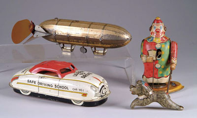 Appraisal: LOT OF TIN TOYS Lehmann Epli tin wind-up dirigible with