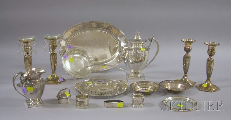 Appraisal: Group of Sterling and Silver Plated Serving Items two small