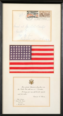 Appraisal: Small American star silk flag measuring x with card stating