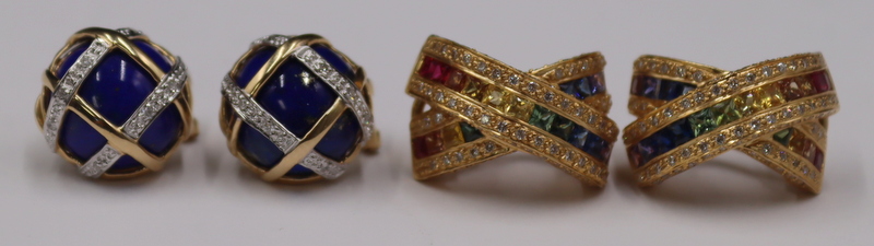 Appraisal: JEWELRY PAIR OF GOLD AND DIAMOND EARRINGS Includes a pair